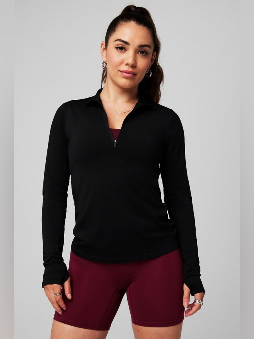 Fabletics Feather Tech+ Half-Zip Top Black Size M